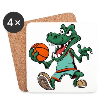 Basketballer Krokodil - Untersetzer (4er-Set) - Weiß - Vorne