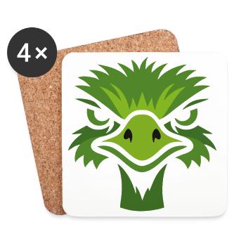 Strauß mit Sonnenbrille, Nandu, Emu - Untersetzer (4er-Set) - Weiß - Vorne