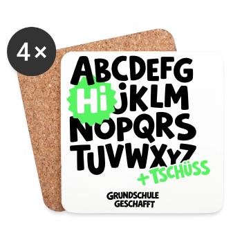 Grundschule Abschluss Shirt ABC - Untersetzer (4er-Set) - Weiß - Vorne