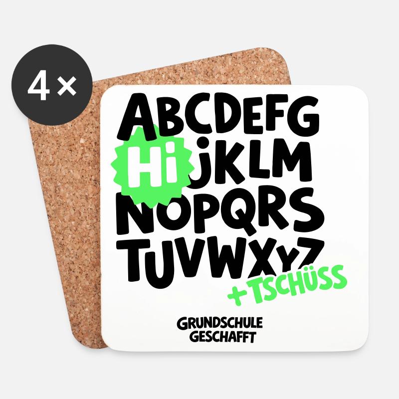 Grundschule Abschluss Shirt ABC - Untersetzer (4er-Set) - Weiß