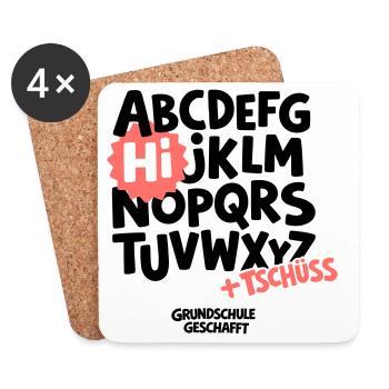 Grundschule Abschluss Shirt ABC - Untersetzer (4er-Set) - Weiß - Vorne