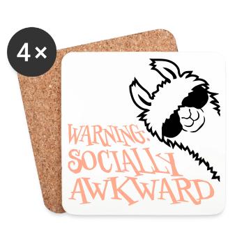 Lama Warning Socially Awkward Sunglasses Alpaca - Coasters (set of 4) - white - Front