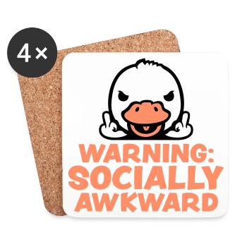 Warning Socially Awkward Ente Mittelfinger Vogel - Untersetzer (4er-Set) - Weiß - Vorne