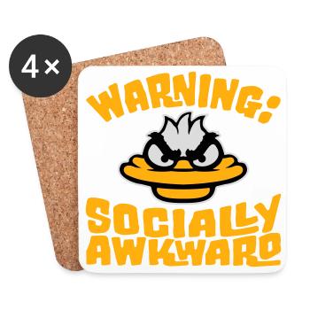 Duck Warning Socially awkward Socially awkward - Coasters (set of 4) - white - Front