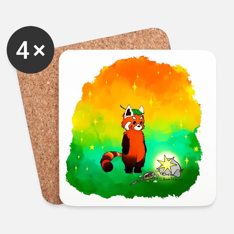 Stern-Sucher Rote Panda - Untersetzer (4er-Set) - Weiß