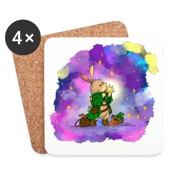 Star Seeker Rabbit - Coasters (set of 4) - white - Front