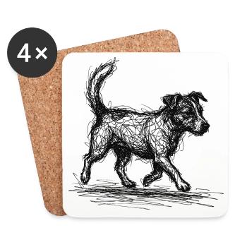 Jack Russell Terrier – Sketch Hund Design - Untersetzer (4er-Set) - Weiß - Vorne