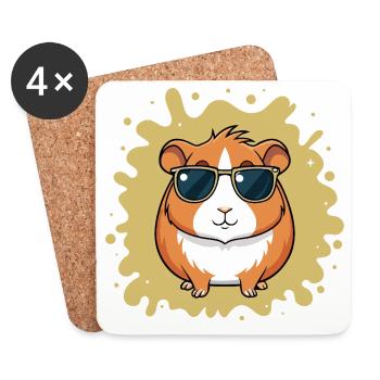 Cool Hamster with Sunglasses - Coasters (set of 4) - white - Front