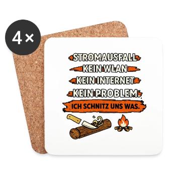 Stromausfall Survival Humor Bushcraft Shirt - Untersetzer (4er-Set) - Weiß - Vorne
