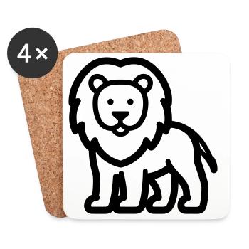 lion - Dessous de verre (lot de 4) - blanc - Devant