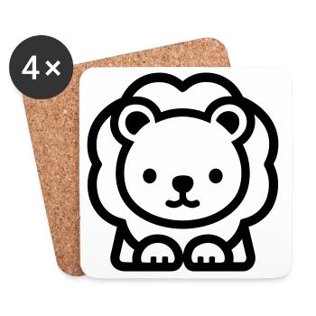 lion - Dessous de verre (lot de 4) - blanc - Devant