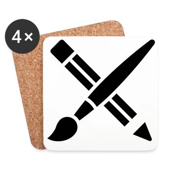 Brush, Pencil, Crafting, Art Icon - Coasters (set of 4) - white - Front