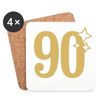 90th Birthday 90th Anniversary Gold Star - Coasters (set of 4) - white - Front