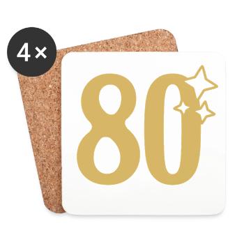80th Birthday 80th Anniversary Gold Star - Coasters (set of 4) - white - Front