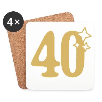 40th Birthday 40th Anniversary Gold Star - Coasters (set of 4) - white - Front