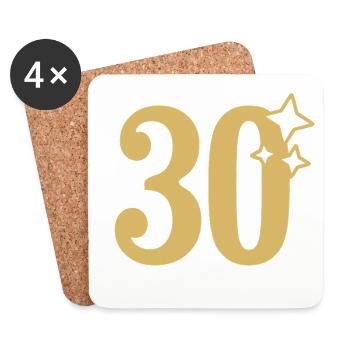 30th Birthday 30th Anniversary Gold Star - Coasters (set of 4) - white - Front