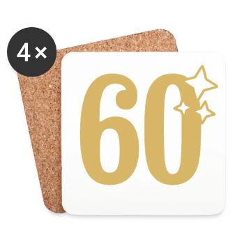 60th Birthday 60th Anniversary Gold Star - Coasters (set of 4) - white - Front