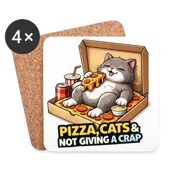 Pizza Cats Einstellung - Untersetzer (4er-Set) - Weiß - Vorne
