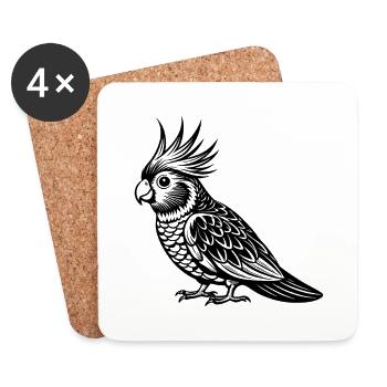 Cockatiel - Coasters (set of 4) - white - Front