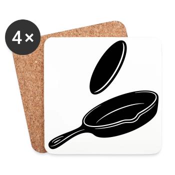 Pancake Flip Skillet Silhouette - Untersetzer (4er-Set) - Weiß - Vorne