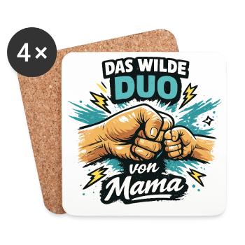 Das wilde Duo von Mama Mutter Kind Power Papa - Untersetzer (4er-Set) - Weiß - Vorne