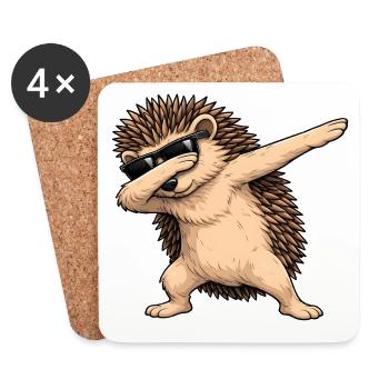 Dabbing hedgehog - Coasters (set of 4) - white - Front