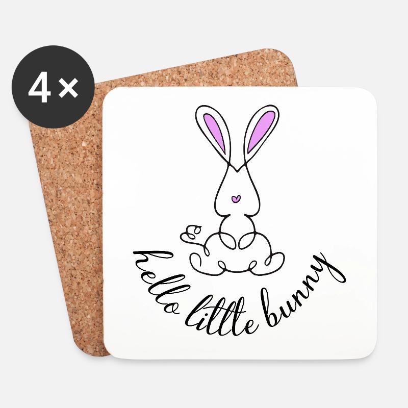 Little Bunny Pink - Untersetzer (4er-Set) - Weiß