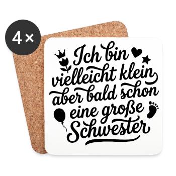 Klein aber bald schon große Schwester 2026 / 2027 - Untersetzer (4er-Set) - Weiß - Vorne