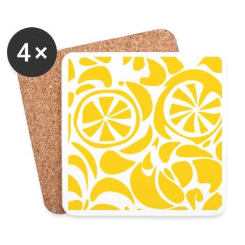 Lemon Pattern Shirt Cute Summer Fruit Aesthetic - Untersetzer (4er-Set) - Weiß - Vorne