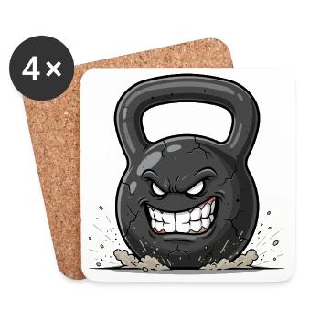 Angry Kettlebell – Burst of Force - Coasters (set of 4) - white - Front