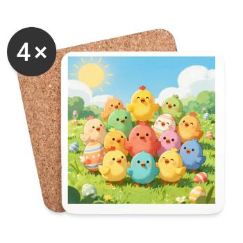 Colorful Chickens Group Photo - Coasters (set of 4) - white - Front