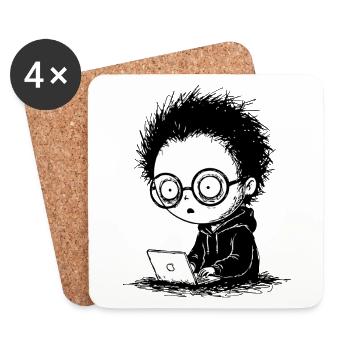 Gamer Laptop Nuit-Blanche Absorption Manga - Untersetzer (4er-Set) - Weiß - Vorne