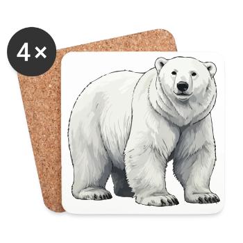 Illustration de l’ours polaire en niveaux de gris - Dessous de verre (lot de 4) - blanc - Devant