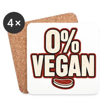 0% Vegan – Retro Statement - Untersetzer (4er-Set) - Weiß - Vorne