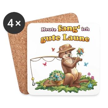 Siggi und der Zauberwald - Otto Otter beim Angeln - Untersetzer (4er-Set) - Weiß - Vorne