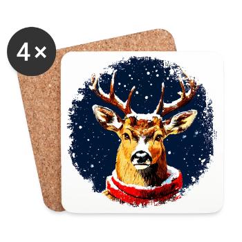 Fans de cerfs - Dessous de verre (lot de 4) - blanc - Devant