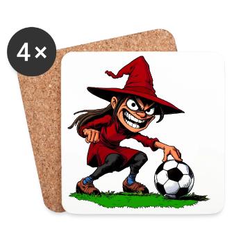 Hexe Fussballer - Untersetzer (4er-Set) - Weiß - Vorne