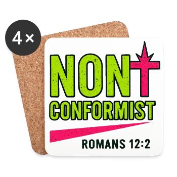 Christliche Popkunst Römer 12:2 Neon-Design - Untersetzer (4er-Set) - Weiß - Vorne