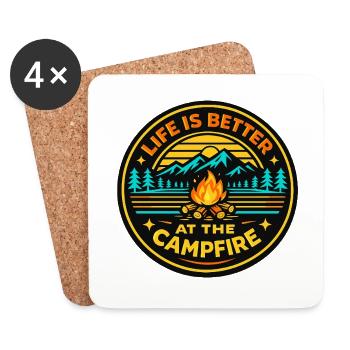 Lagerfeuer Berglandschaft - Untersetzer (4er-Set) - Weiß - Vorne