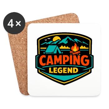 Camping Legend Abzeichen - Untersetzer (4er-Set) - Weiß - Vorne