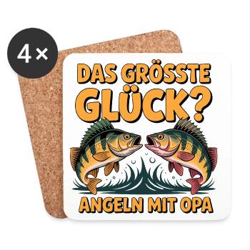 Opa Angler Geschenk - Untersetzer (4er-Set) - Weiß - Vorne