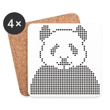 Geometrisches Panda-Punkte-Porträt - Untersetzer (4er-Set) - Weiß - Vorne