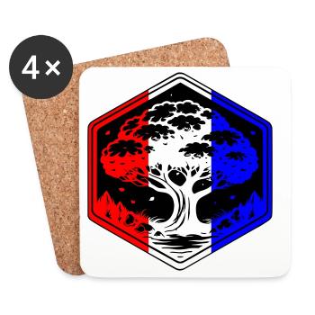 Arbre France - Dessous de verre (lot de 4) - blanc - Devant