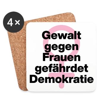 GEWALT GEGEN FRAUEN GEFÄHRDET DEMOKRATIE ♀ - Untersetzer (4er-Set) - Weiß - Vorne