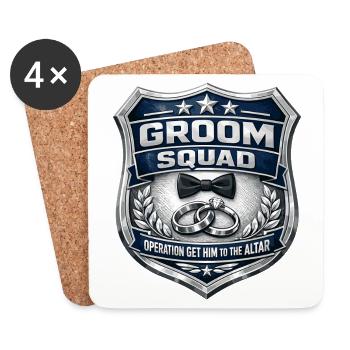JGA Shirt Polizei Abzeichen: Groom Squad Design - Untersetzer (4er-Set) - Weiß - Vorne