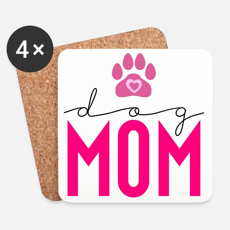 MOM Pfoten Herz Pink Design - Untersetzer (4er-Set) - Weiß