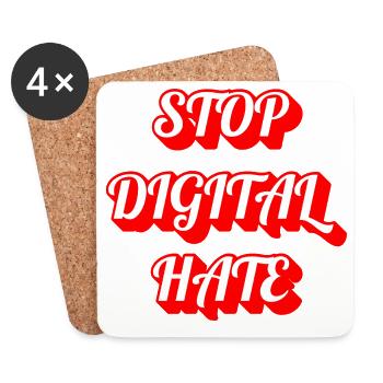Stop Digital Hate – Statement against Cyberbullying & - Coasters (set of 4) - white - Front