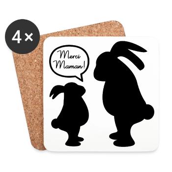 Merci Maman - Dessous de verre (lot de 4) - blanc - Devant