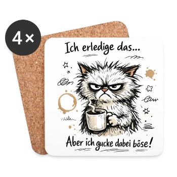 Ich mach das Katze lustiger Büro Spruch - Untersetzer (4er-Set) - Weiß - Vorne