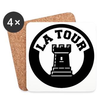 Logo La Tour Pièce d'Échecs Style Emblème Cercle - Dessous de verre (lot de 4) - blanc - Devant